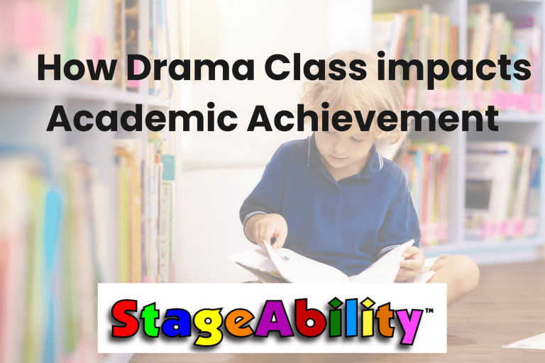Children in a drama class developing critical thinking skills through group activities and script reading, showing the academic benefits of drama.