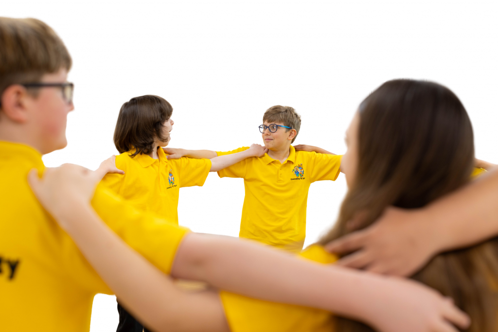 Children having fun and meeting friends at weekly drama classes for ages 7- 11 in Berkshire